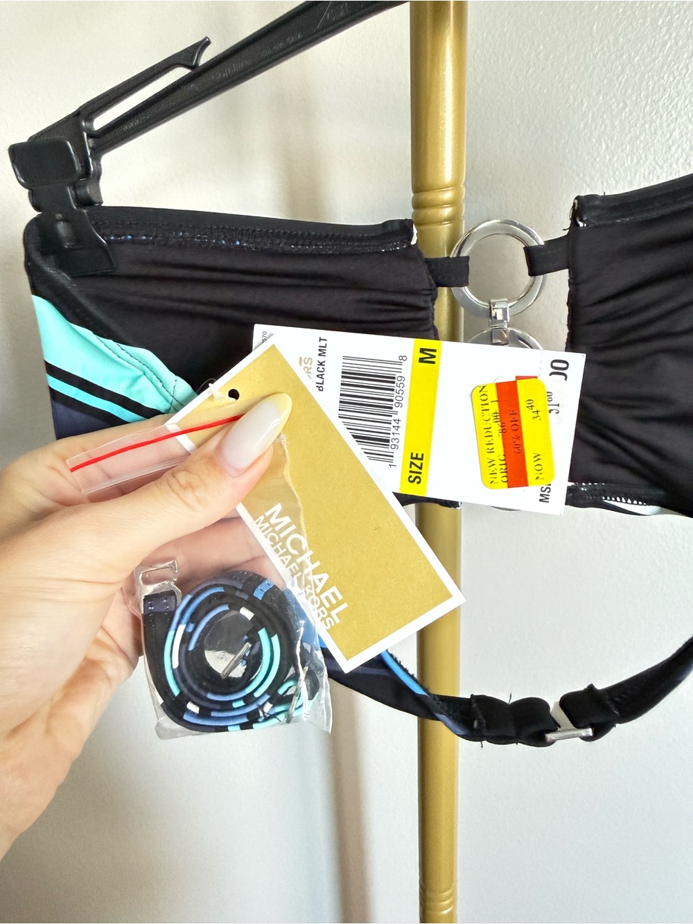 NWT Michael Kors Striped Bandeau Bikini Top – Size M - Picture 3 of 4